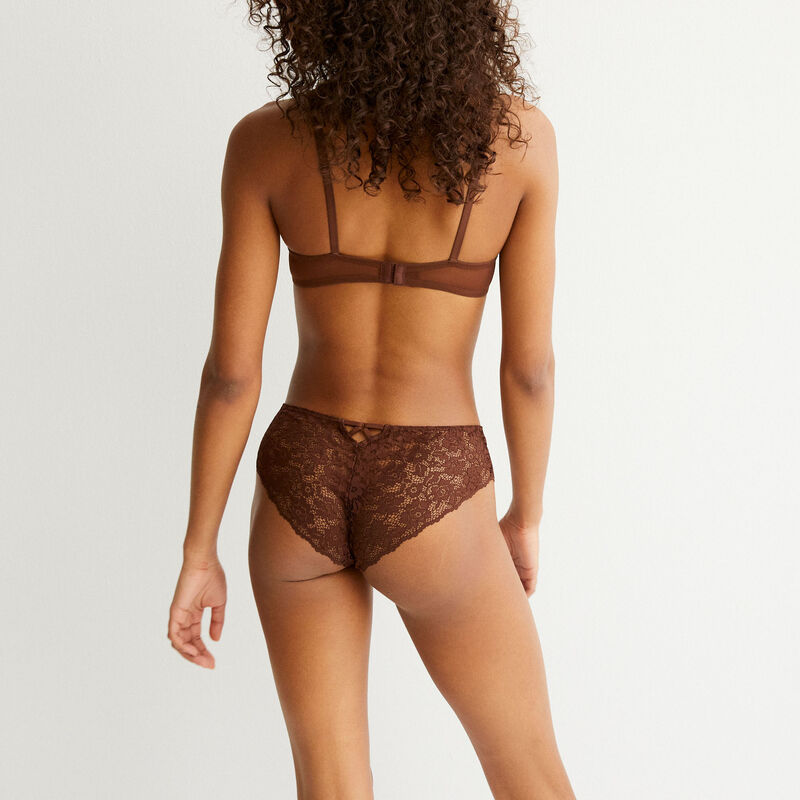shorty en dentelle fleurie - marron shorty en dentelle fleurie - marron;
