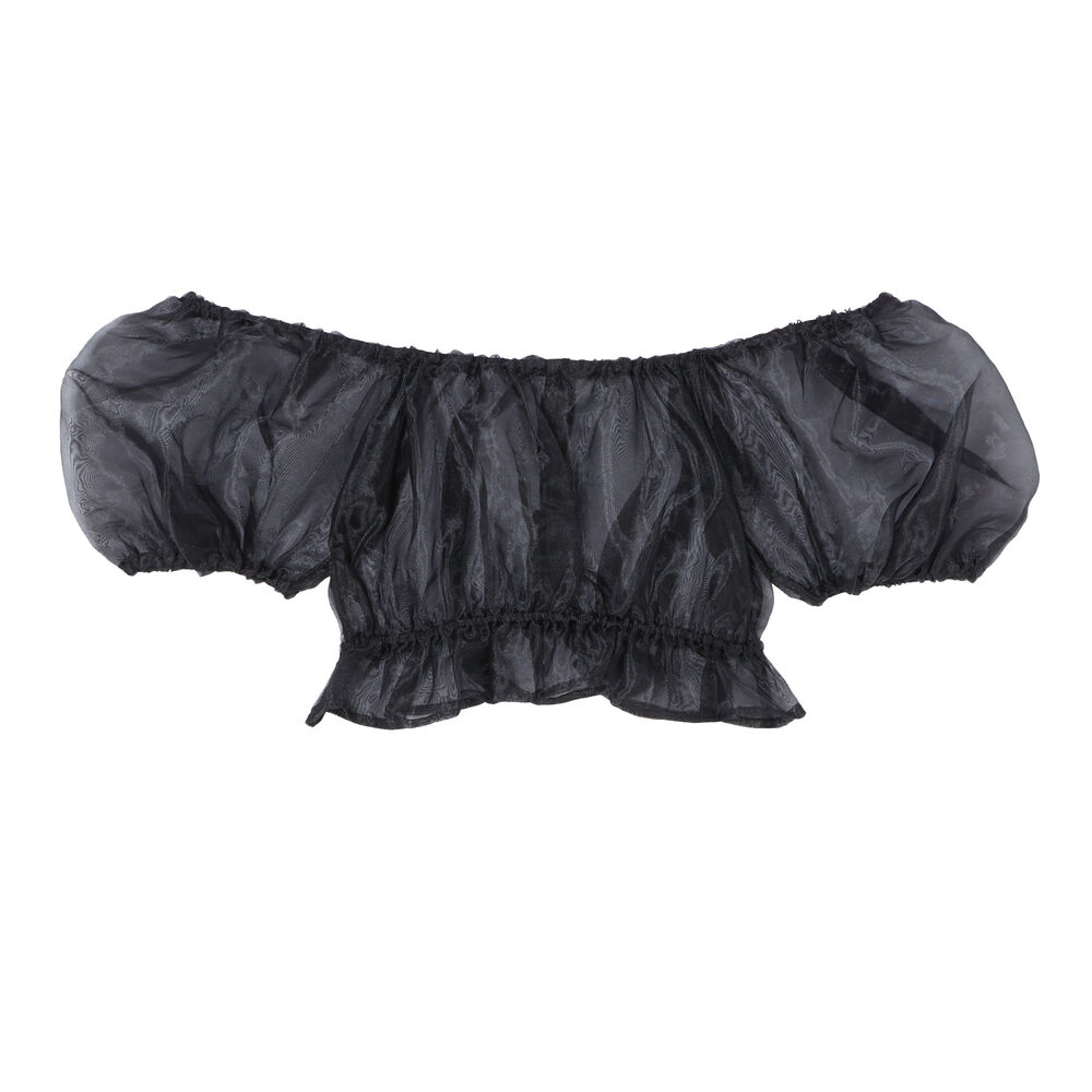 Crop top manches bouffantes en tulle - noir noir.