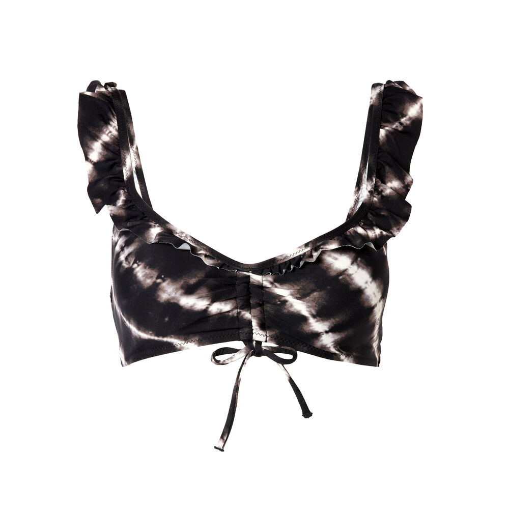 Haut de maillot brassière bretelles à volant - noir noir.