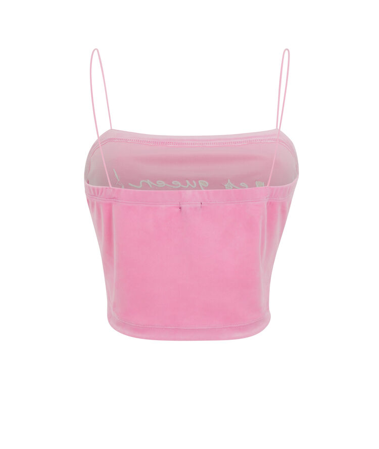Crop top en velours - rose rose.