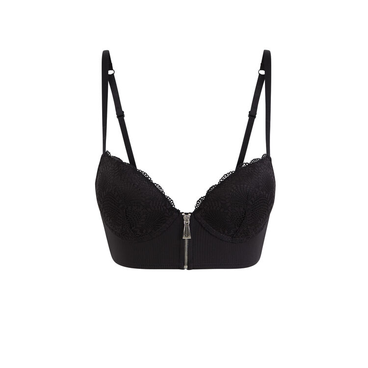 Soutien-gorge bustier push-up micro microribiz noir.