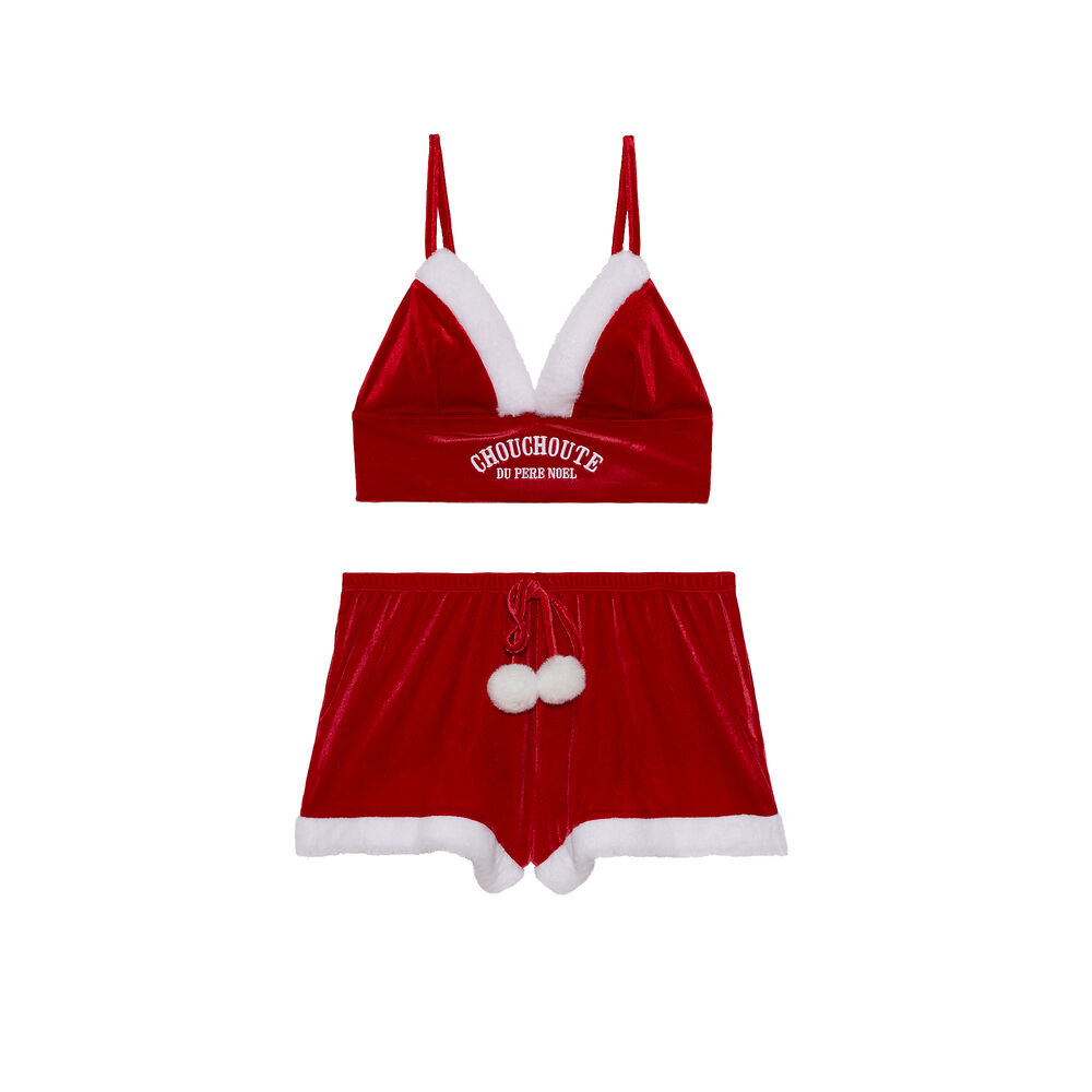 Set brassière et short chouchoute du père noël - rouge rouge.