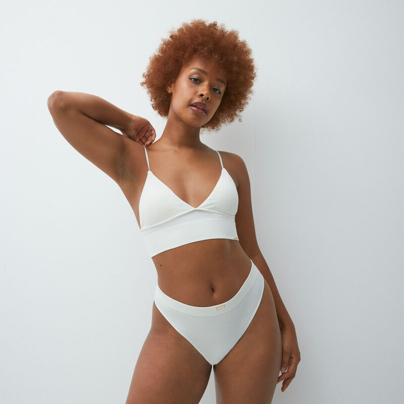 soutien-gorge triangle cotelé sans armatures - écru soutien-gorge triangle cotelé sans armatures - écru;