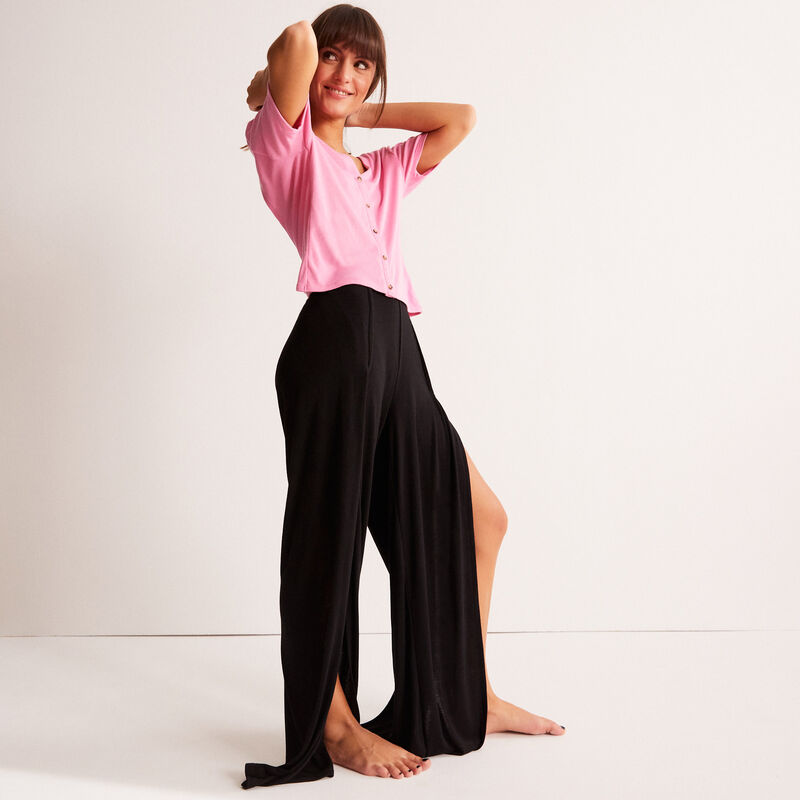 Pantalon large fendu - noir Pantalon large fendu - noir;