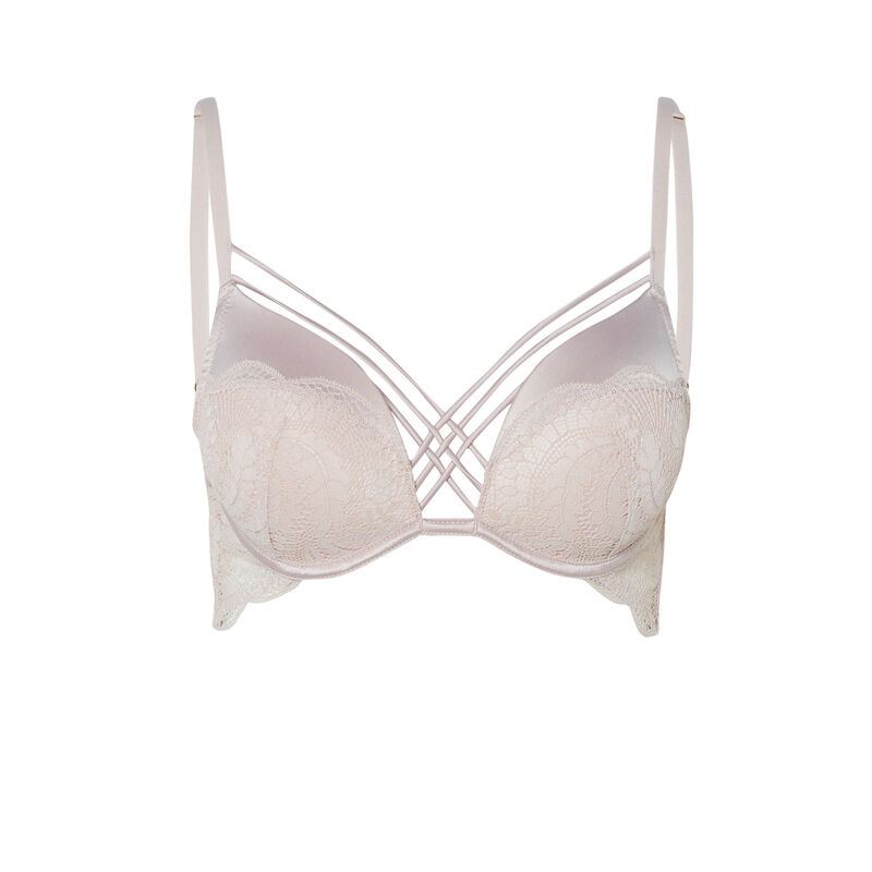 soutien-gorge push-up en dentelle et lien satiné - rose soutien-gorge push-up en dentelle et lien satiné - rose;