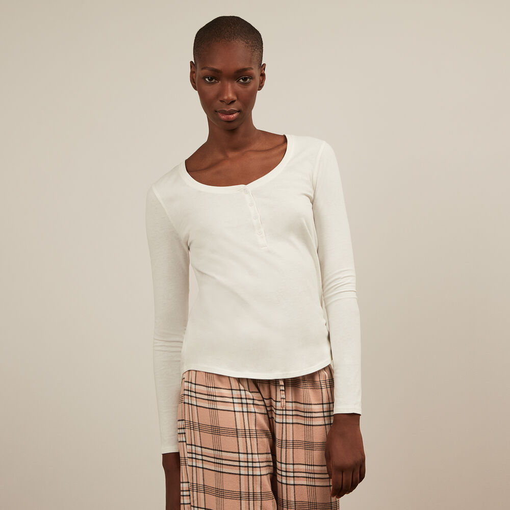 Top uni &agrave; manches longues - blanc blanc.