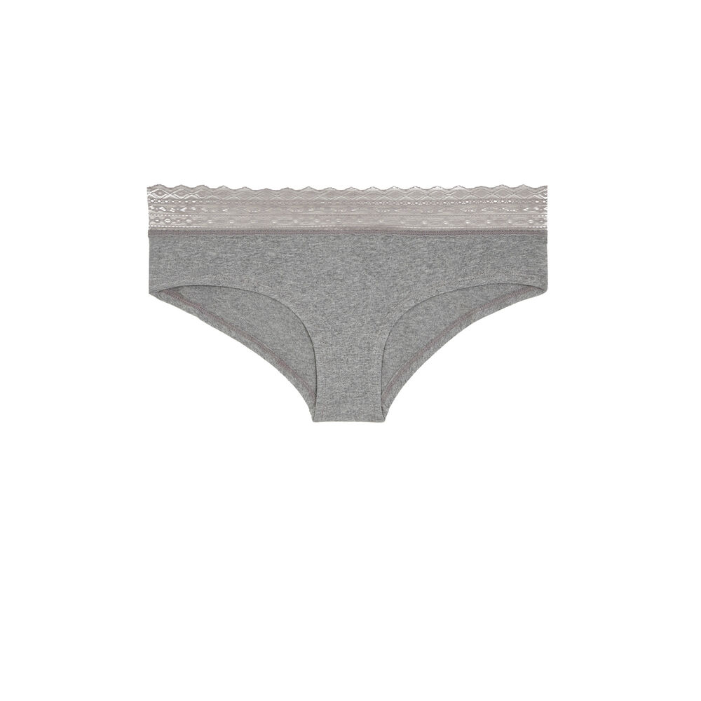 Shorty coton à dentelle - gris gris.
