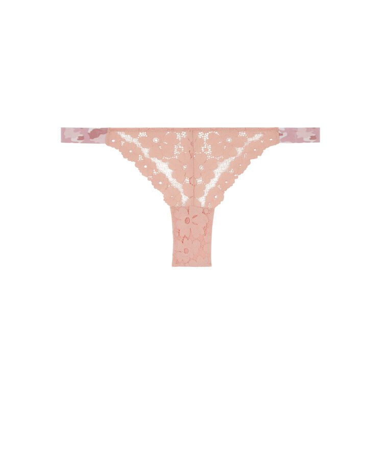 Tanga dentelle detail camo coloramadiz rose poudré.