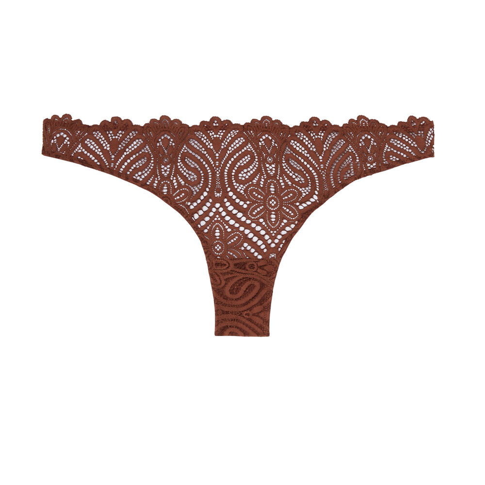 Tanga détail liens - marron marron.