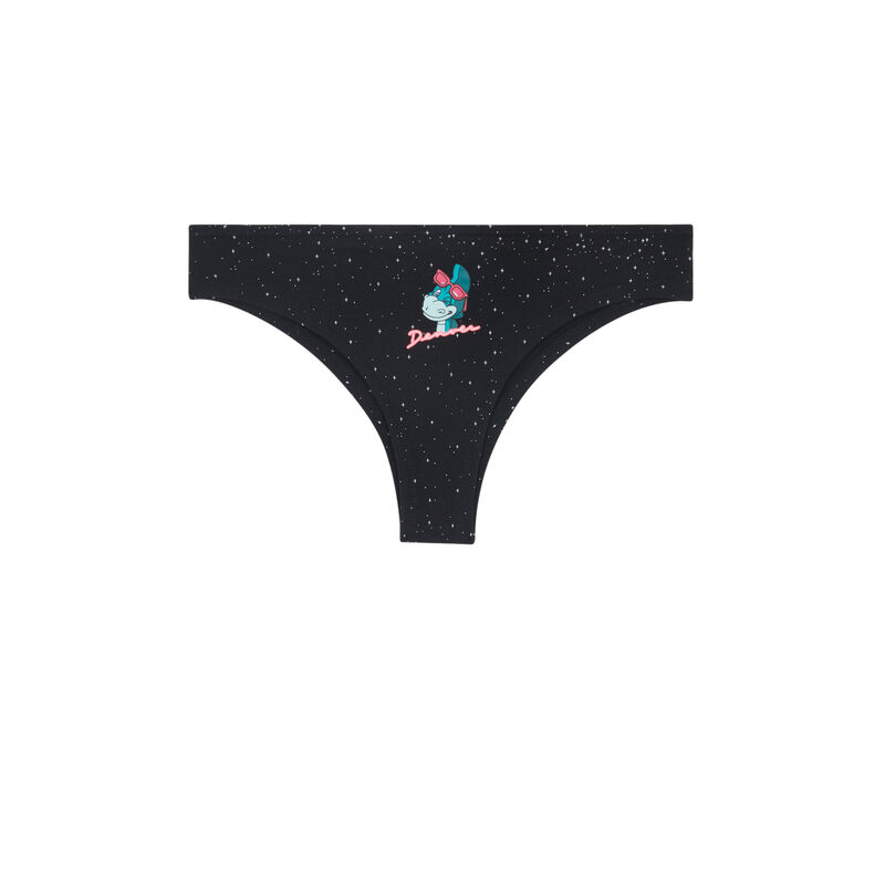 Tanga en coton print denver denveriz noir.