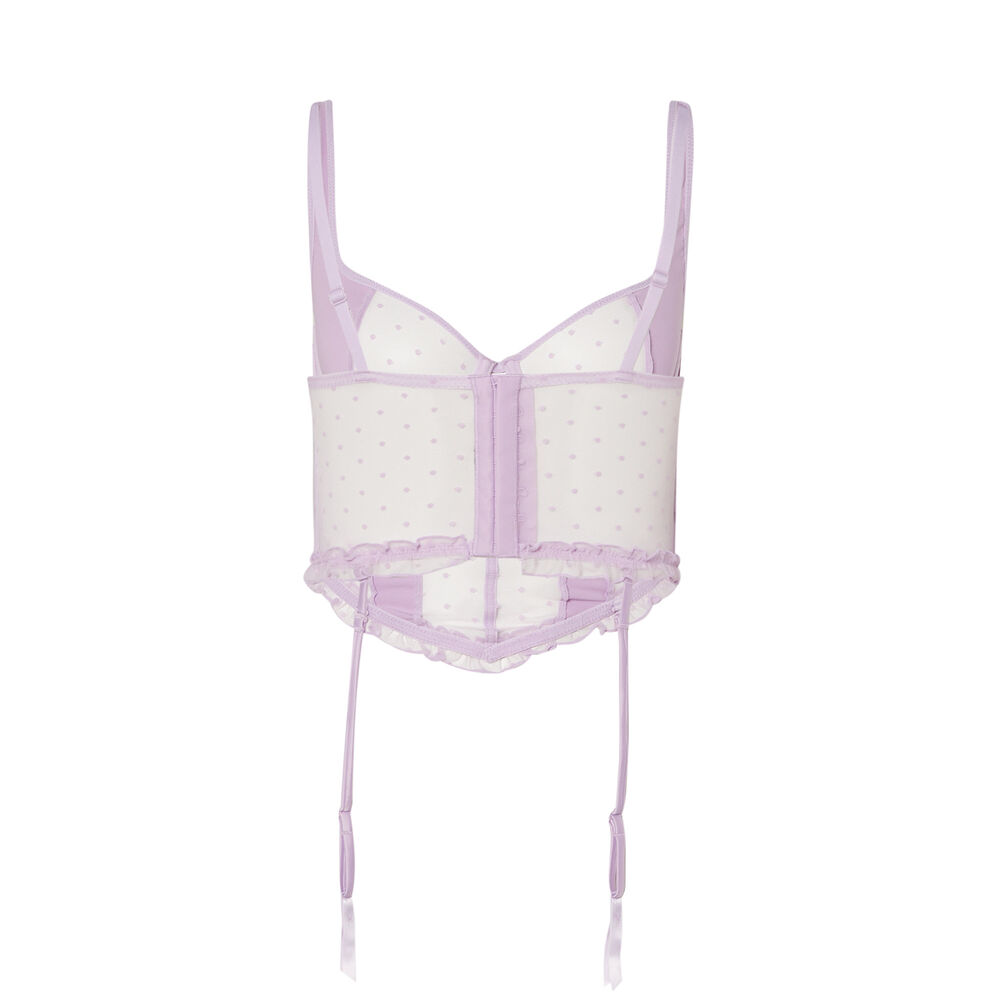 Guepière en satin et dentelle - lilas violet.