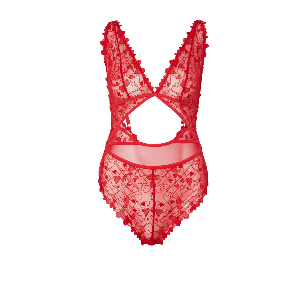 Body en dentelle à coeur détail taille - rouge rouge.