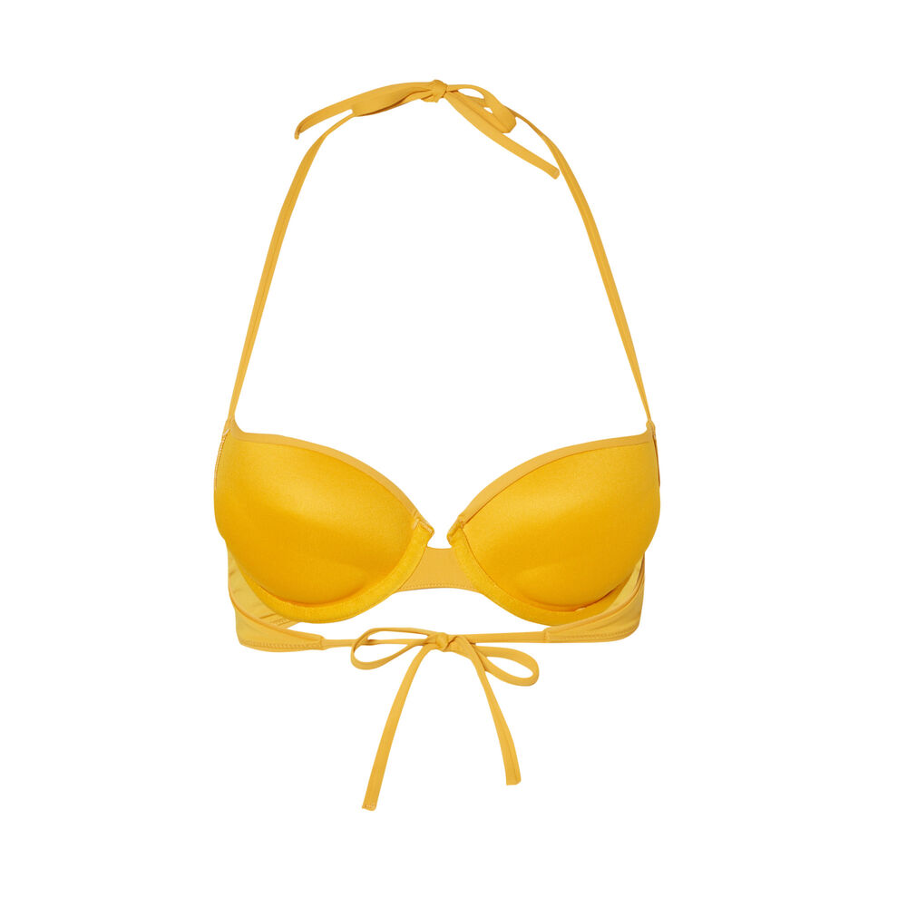 Haut de maillot push-up dos nu - jaune jaune.