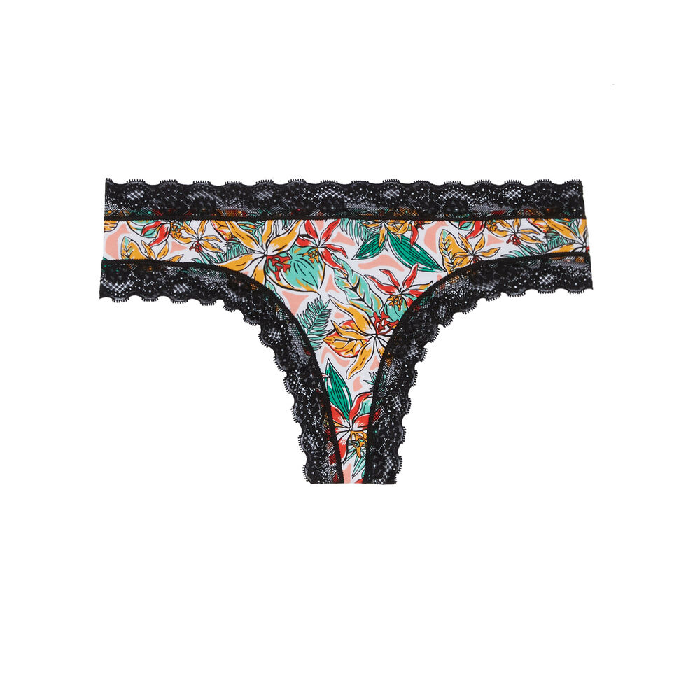 Shorty en coton à motifs palmiers - rose rose.