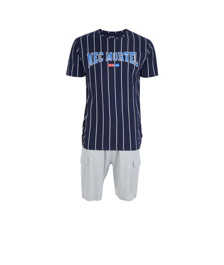 Set pyjama top + short à message morteliz bleu marine.