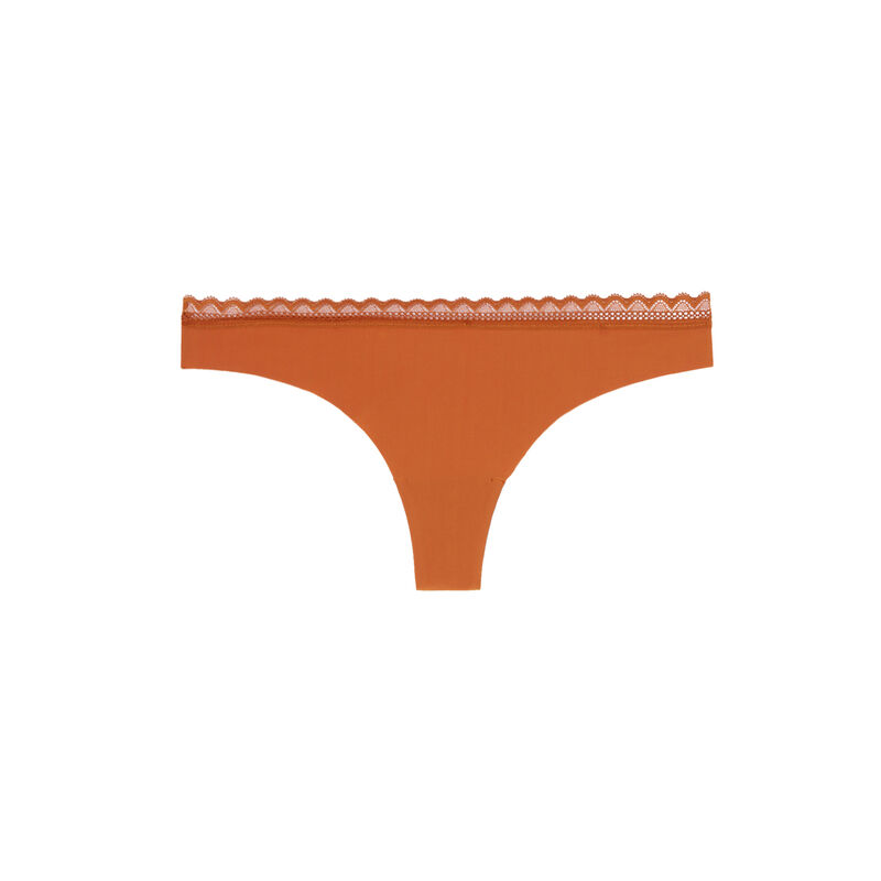 tanga en micro et élastique dentelle - marron tanga en micro et élastique dentelle - marron;