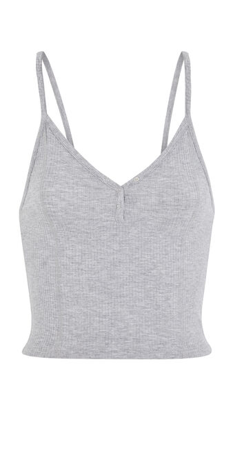 Crop top a boutons pression petitdebiz gris clair.