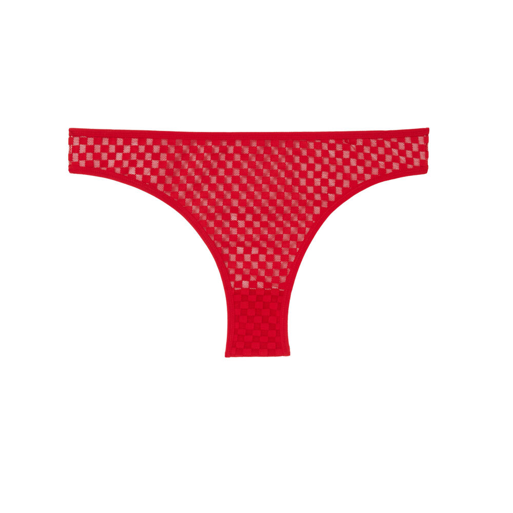 Culotte en résille effet damier - rouge rouge.