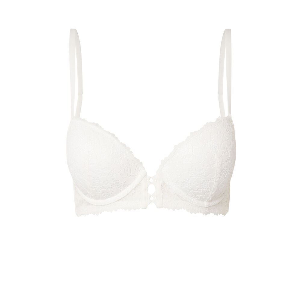 Soutien-gorge push-up en dentelle fleurie - écru ecru.