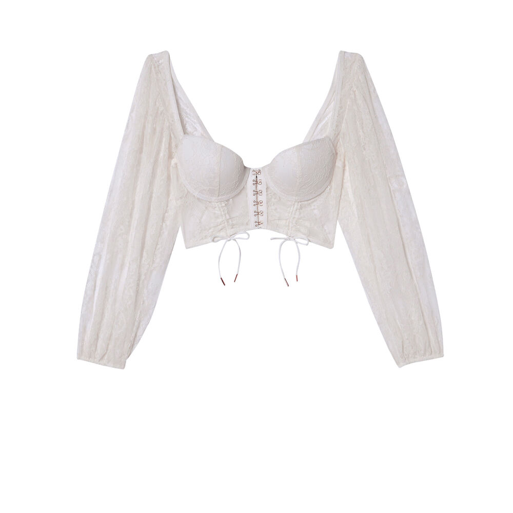 Soutien-gorge bustier ampli à manches effet corset - écru ecru.