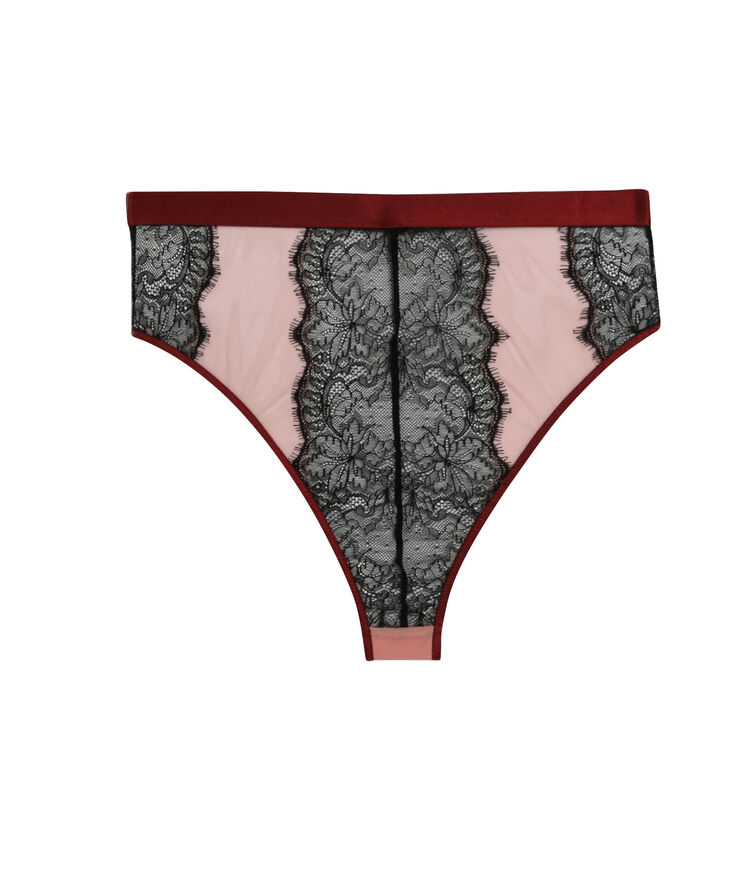 Tanga taille haute rose clair laceblockiz pink.