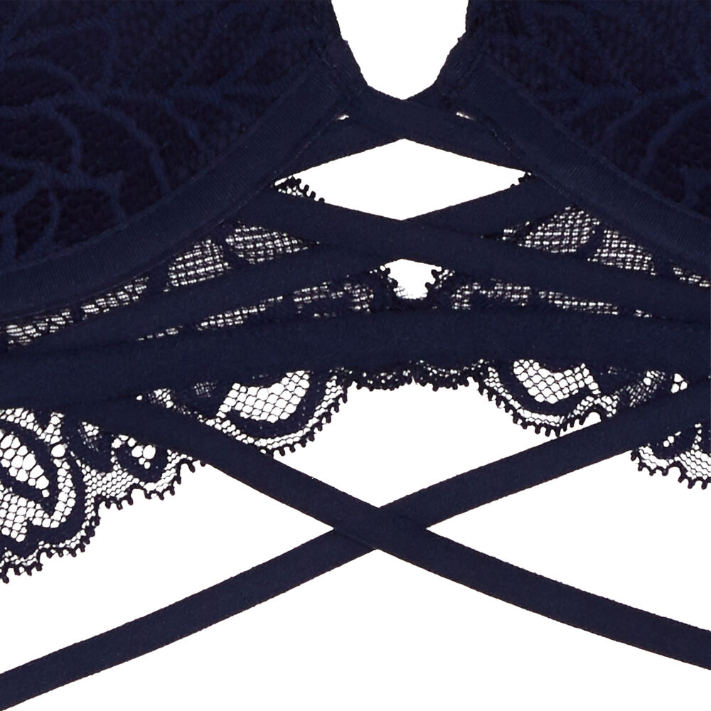 Soutien-gorge push up en dentelle - bleu marine bleu.