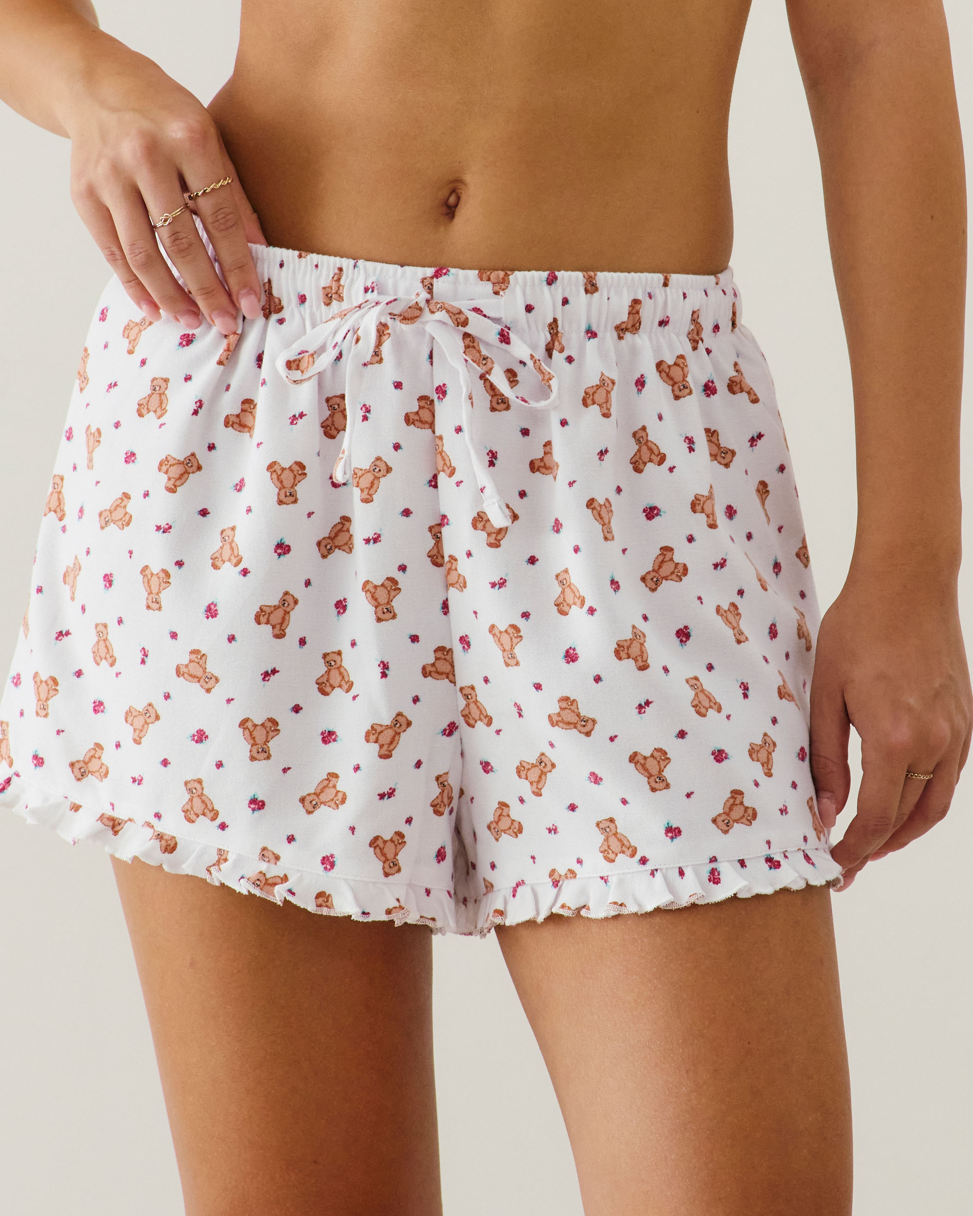 Short en flanelle à motifs oursons