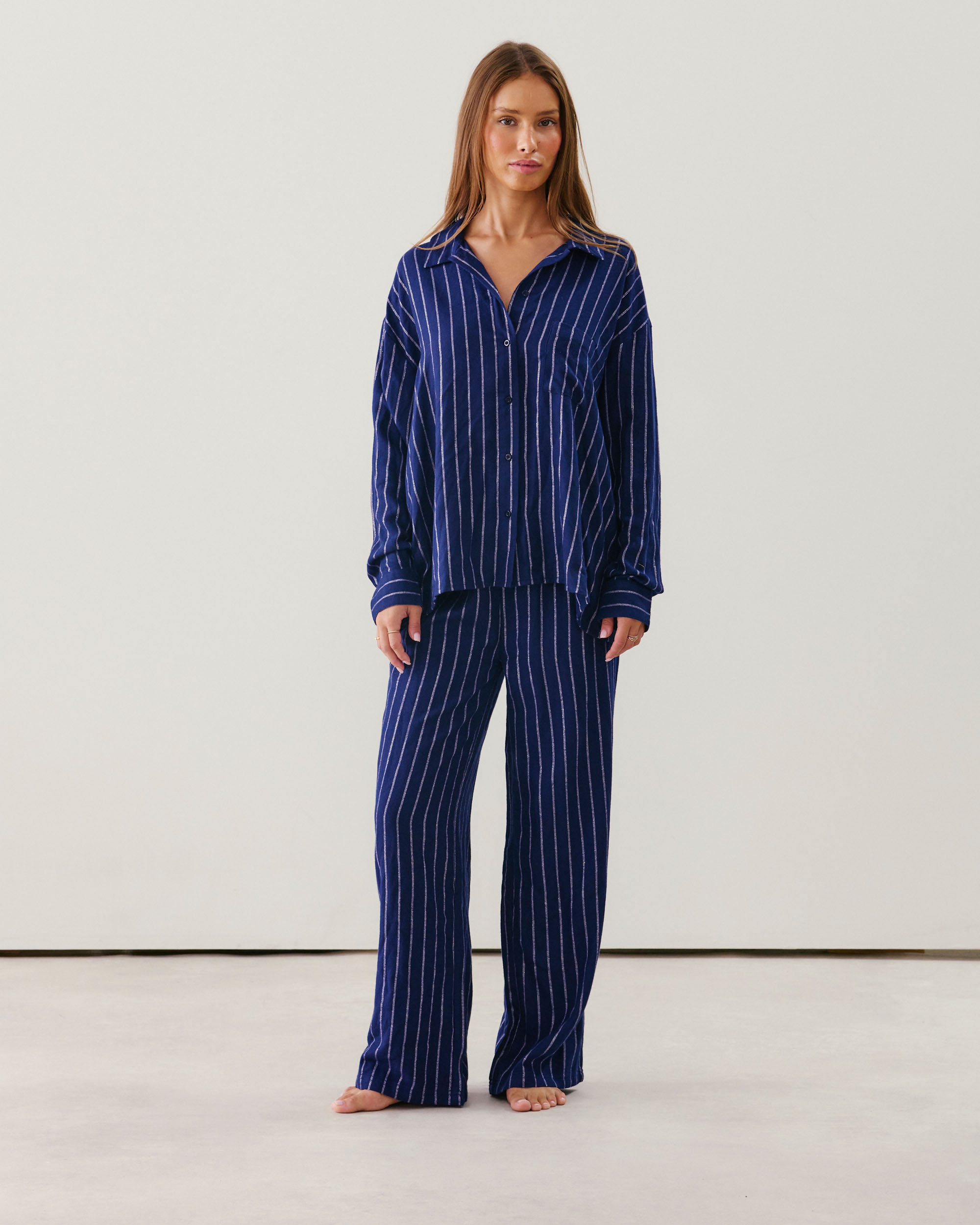 Pantalon en flanelle à rayures