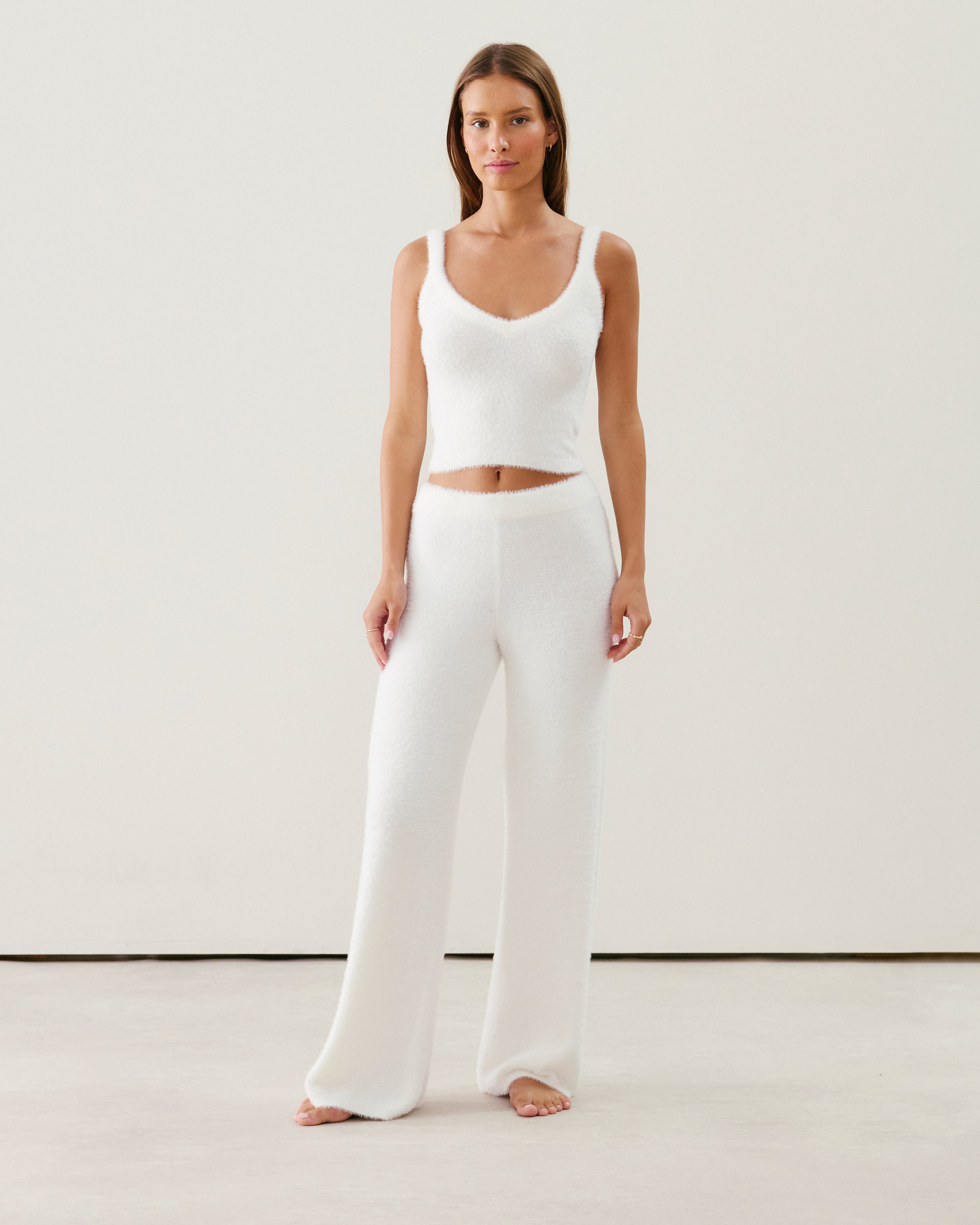 Pantalon en maille duveteuse