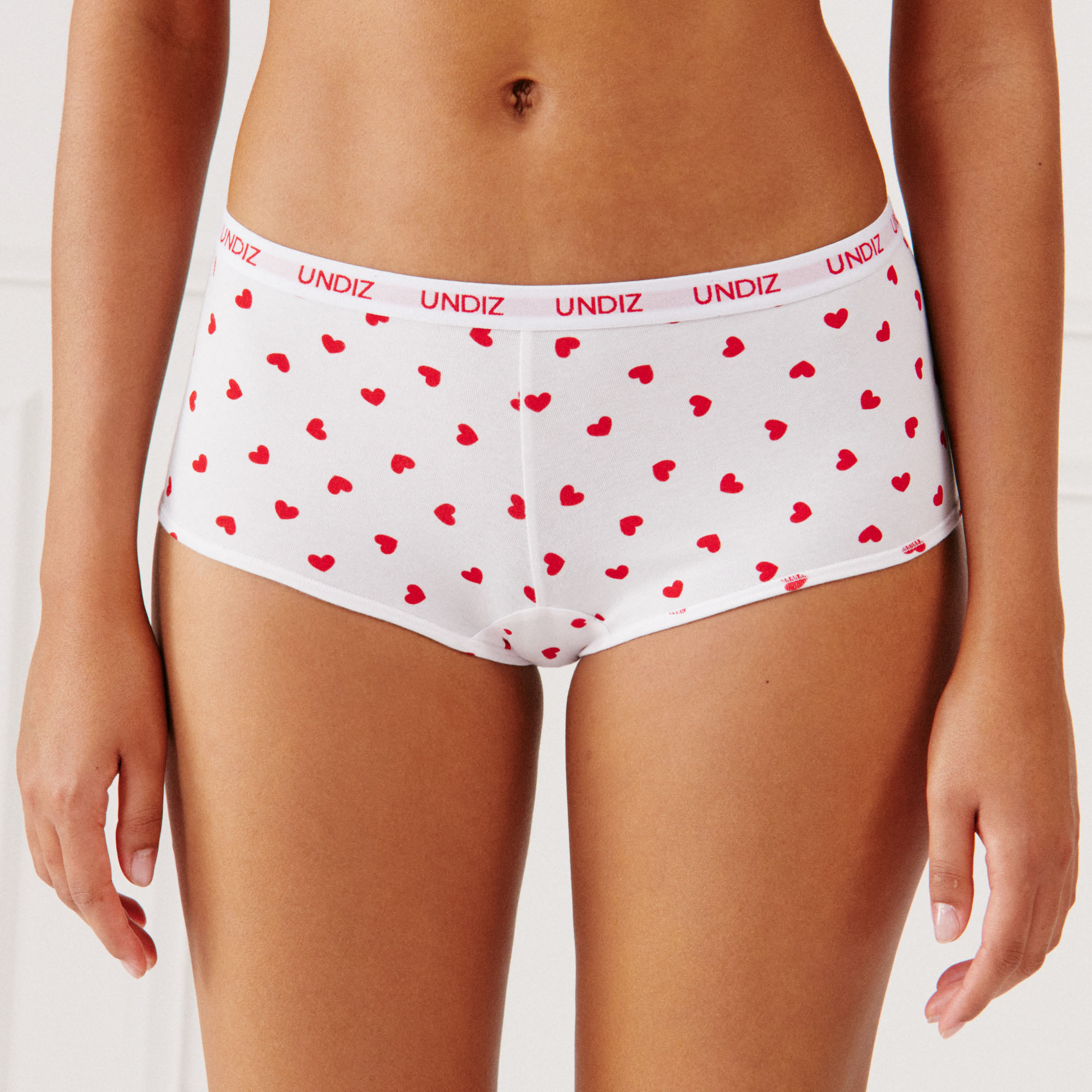 Shorty en coton à motifs coeurs