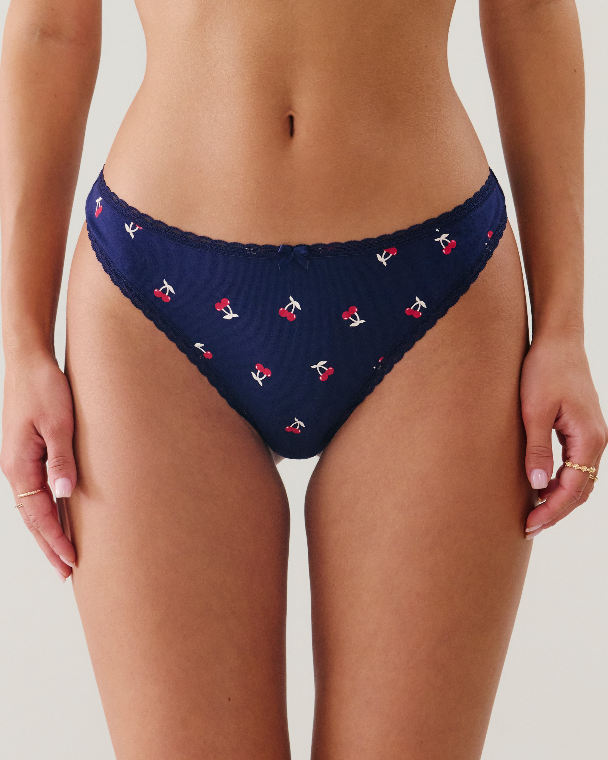 Tanga en coton à motifs cerises