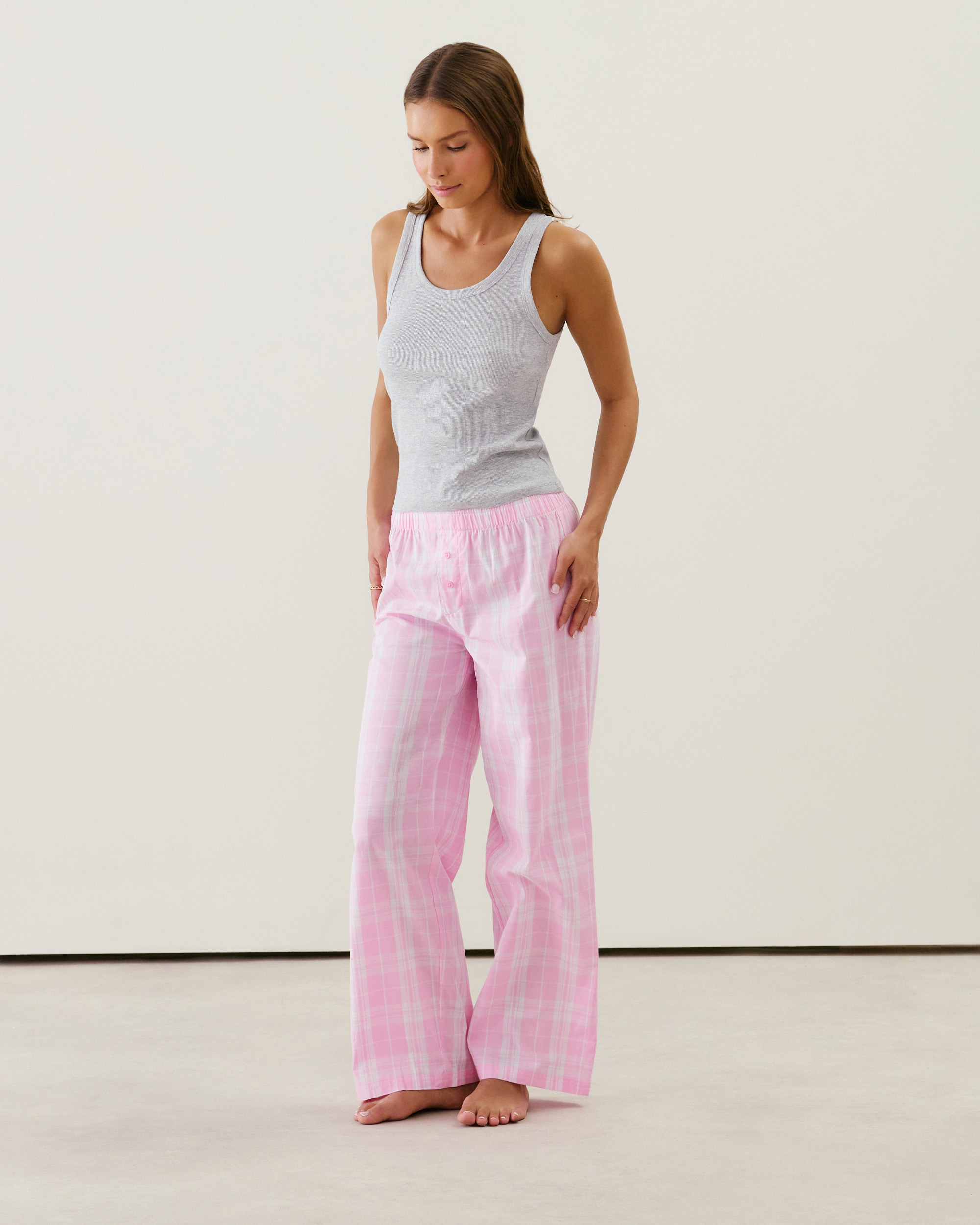 Pantalon à carreaux en coton