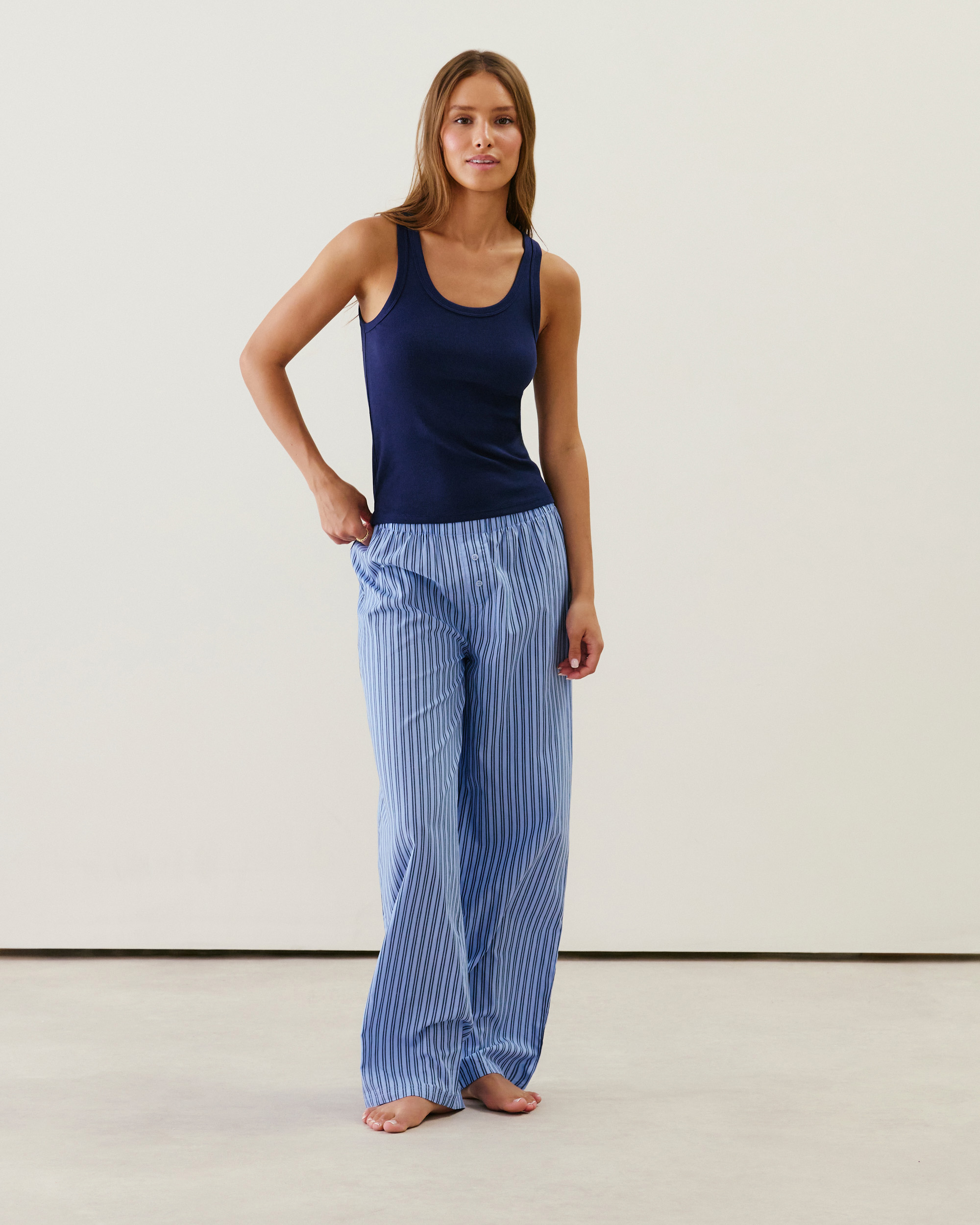 Pantalon à rayures en coton
