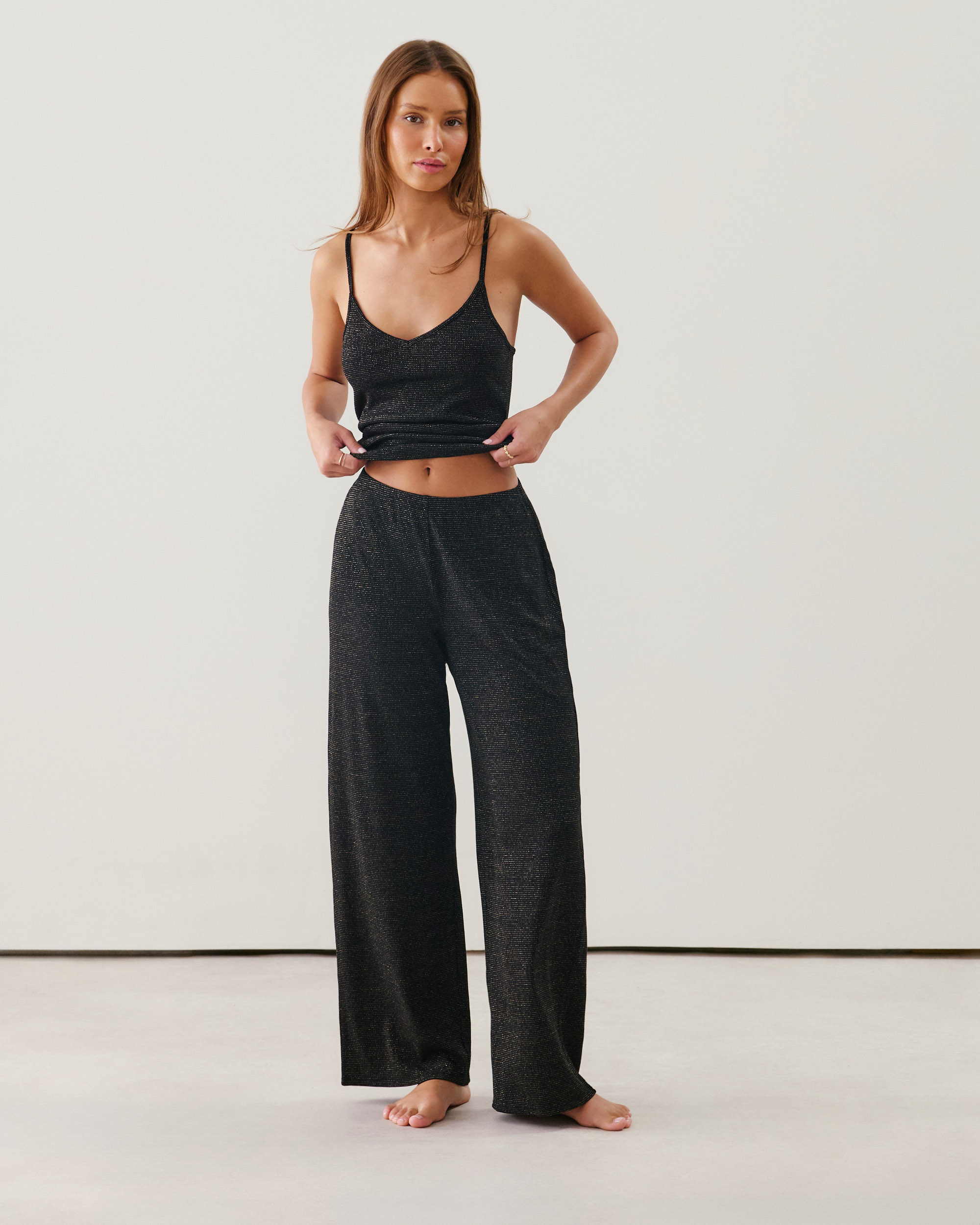 Pantalon lurex côtelé
