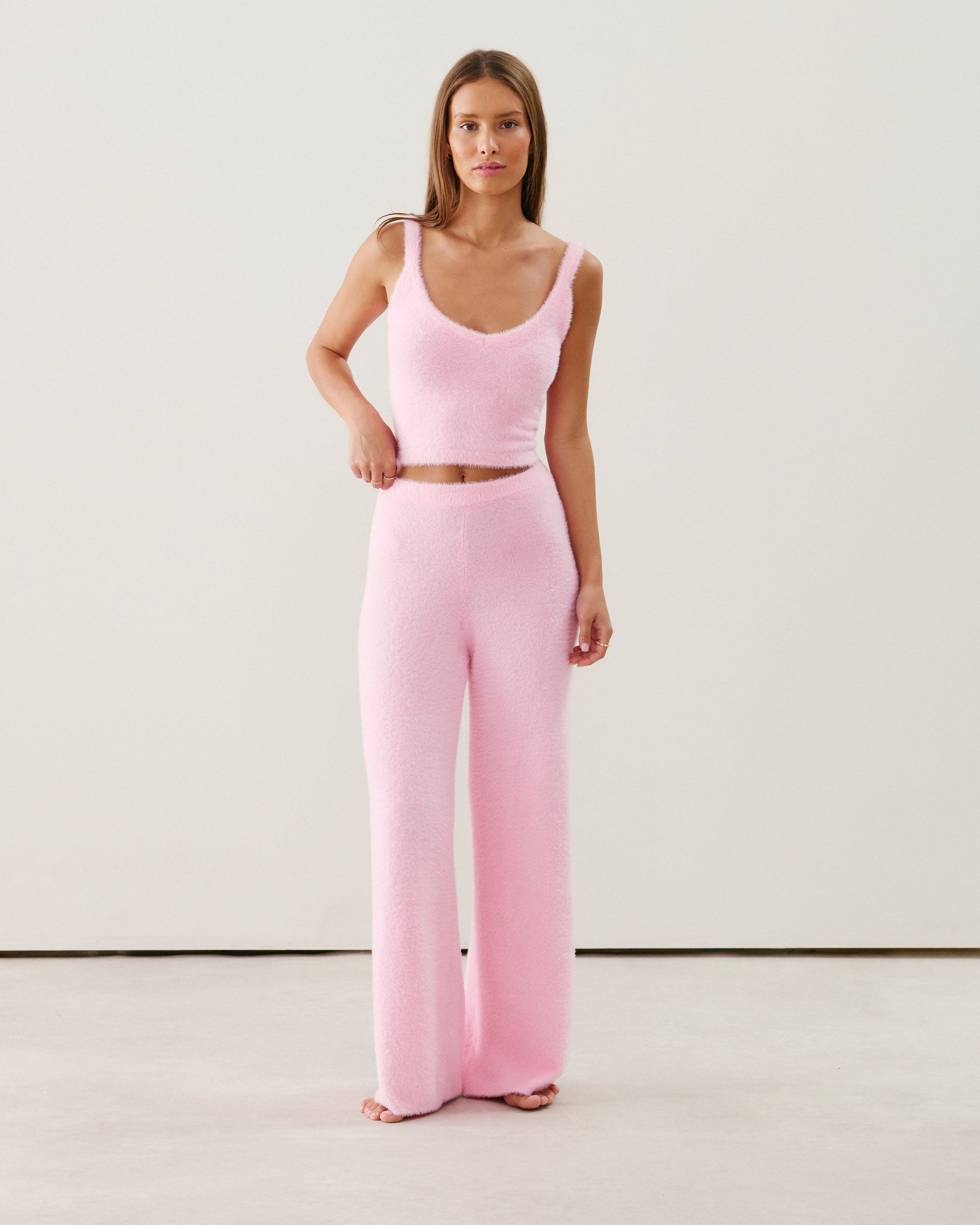 Pantalon en maille duveteuse